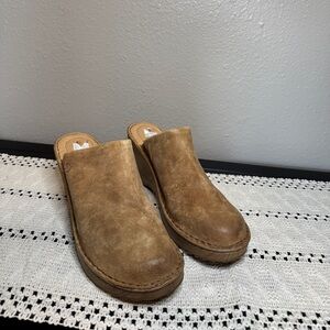 Born Light Brown Suede Clogs